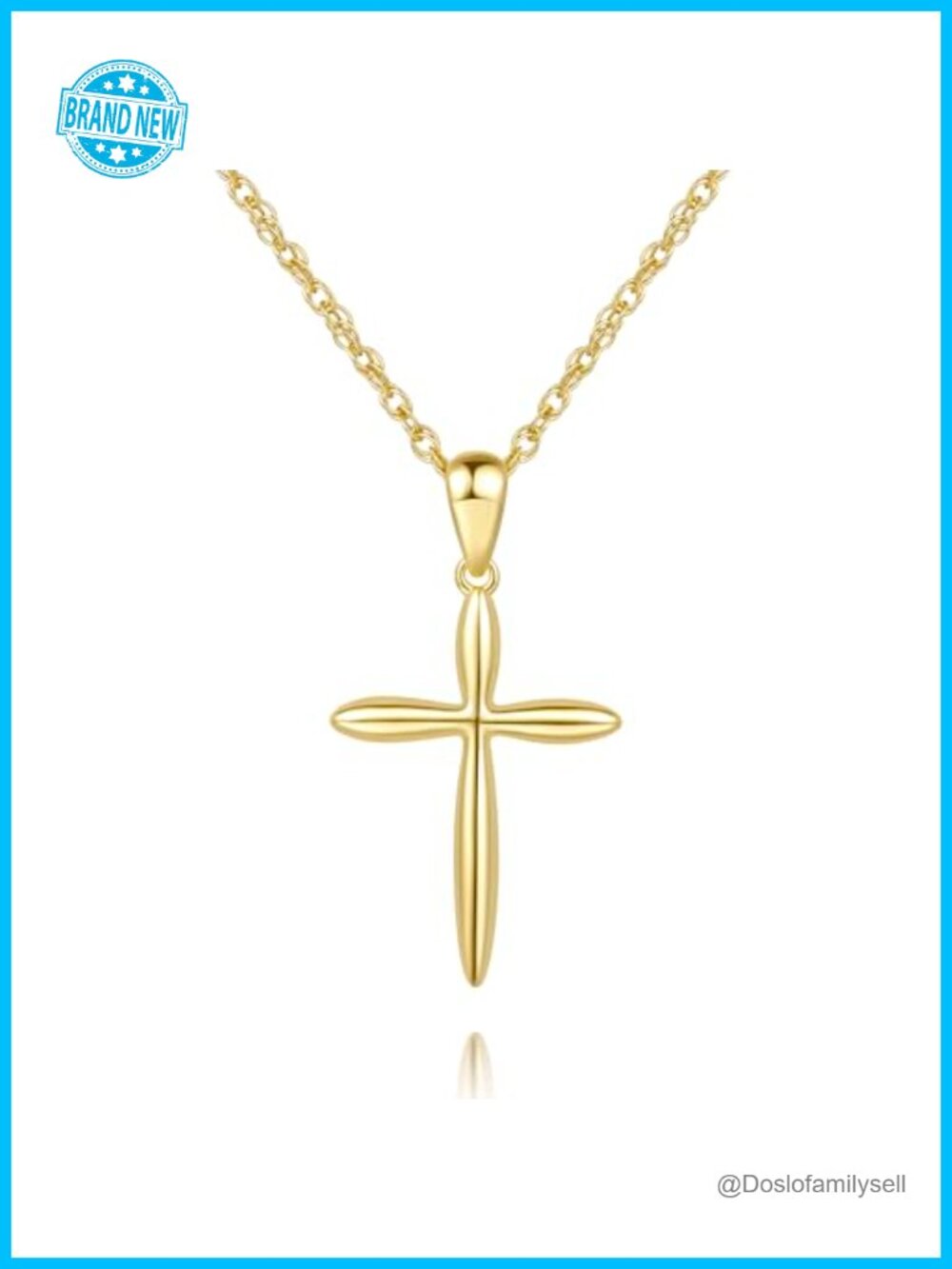 14k Gold Plated Cross Necklace Womens Rope Chain Pendant